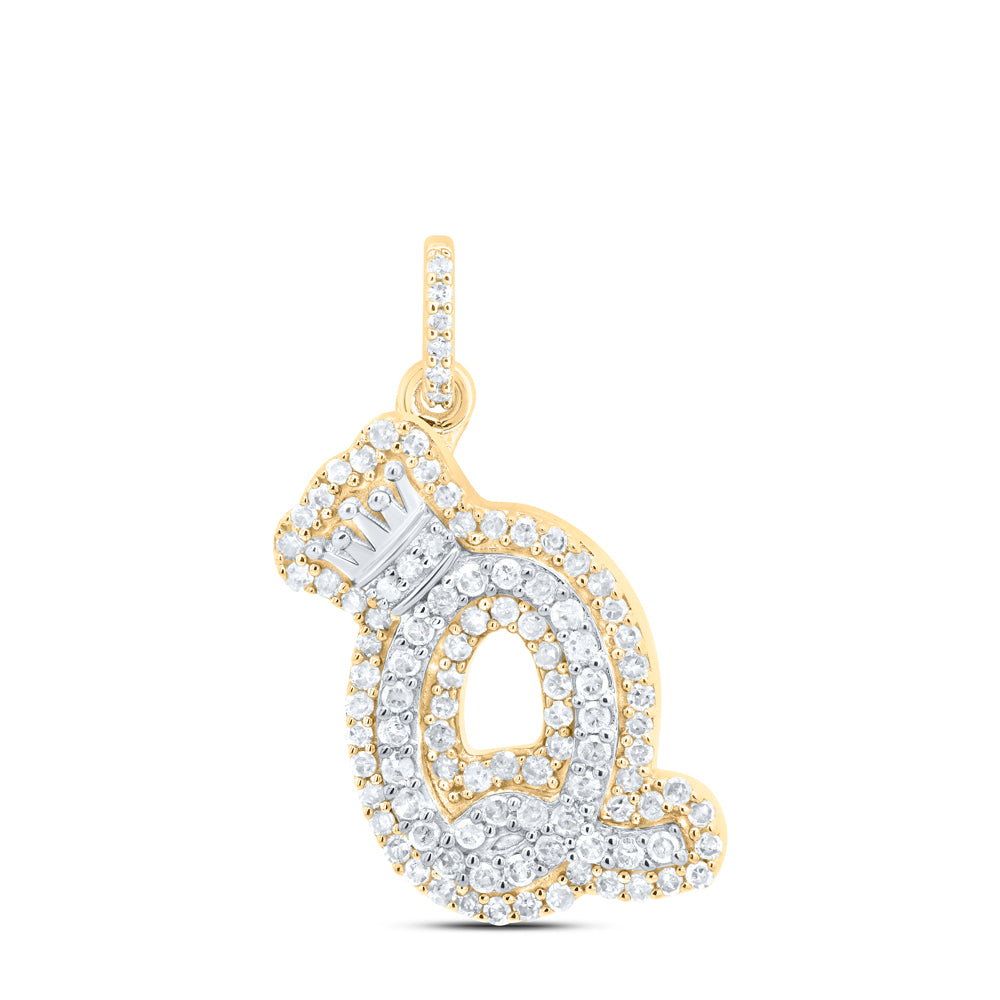 10Kt Gold 1/3Ctw-Dia P1 Gift Initial Q" Crown Pendant"