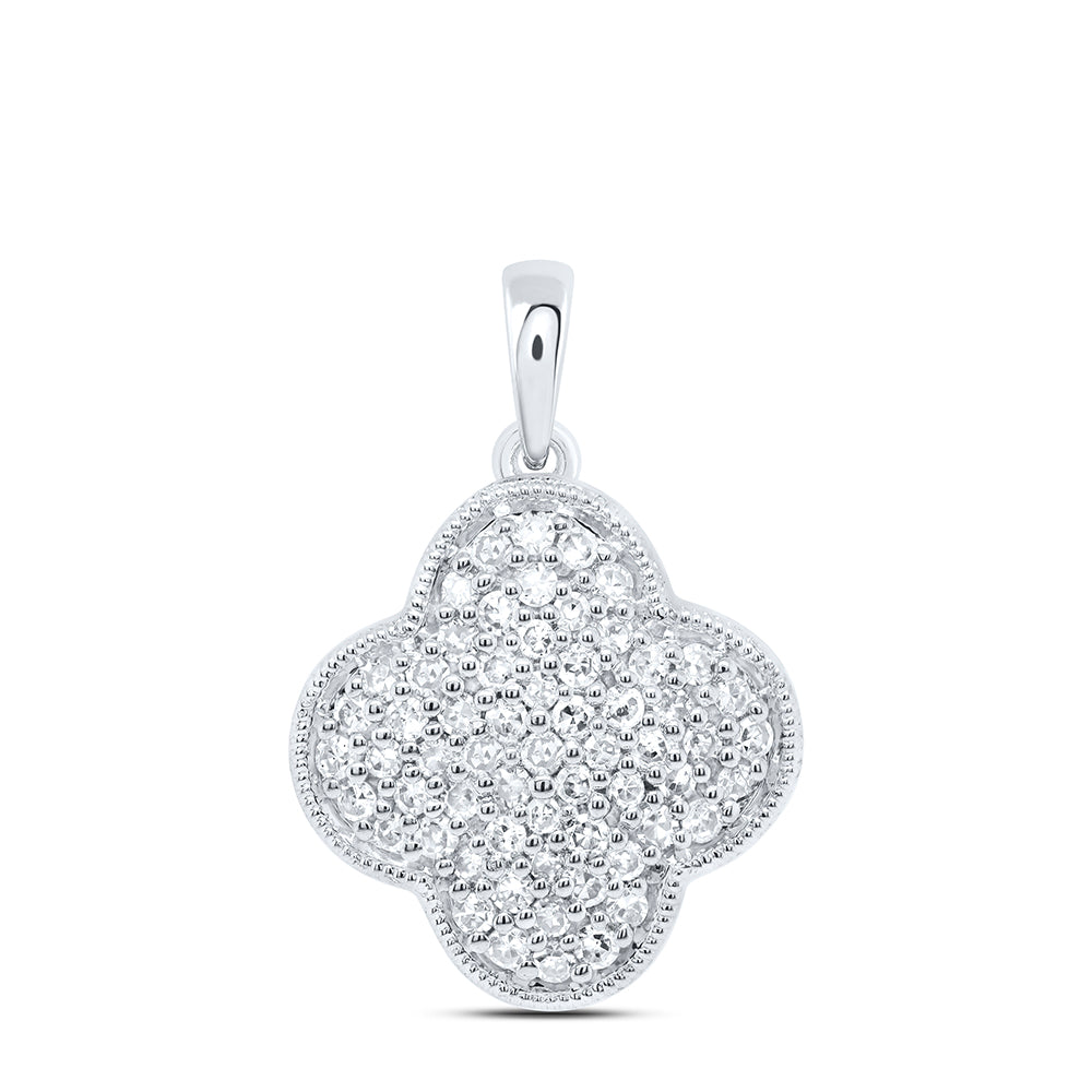 10Kt Gold 1/4Ctw-Dia Nk Gift Clover Pendant