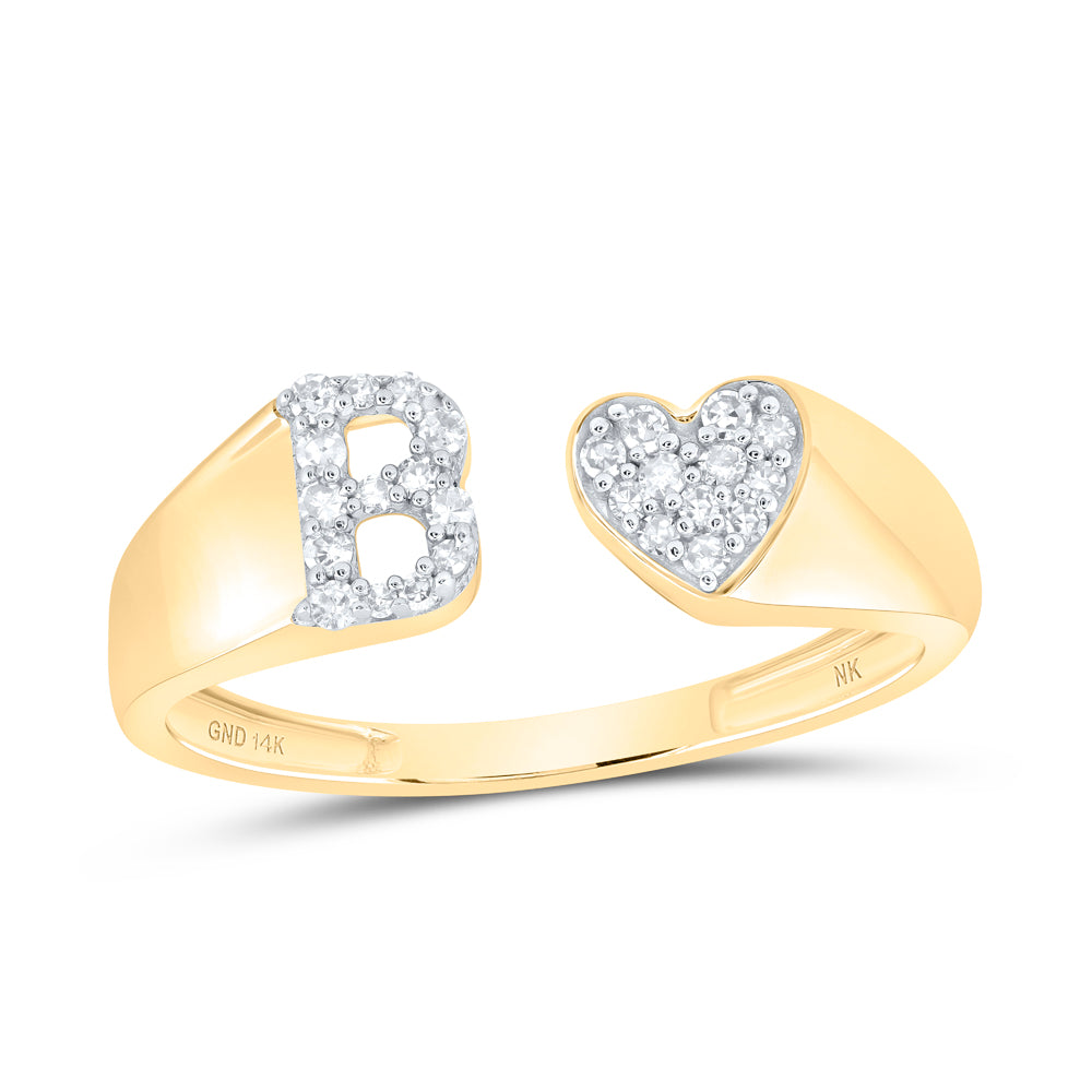 1/8Ctw-Nat Dia Nk Gift Initial "B" Ladies Heart Ring (1.71 grams)