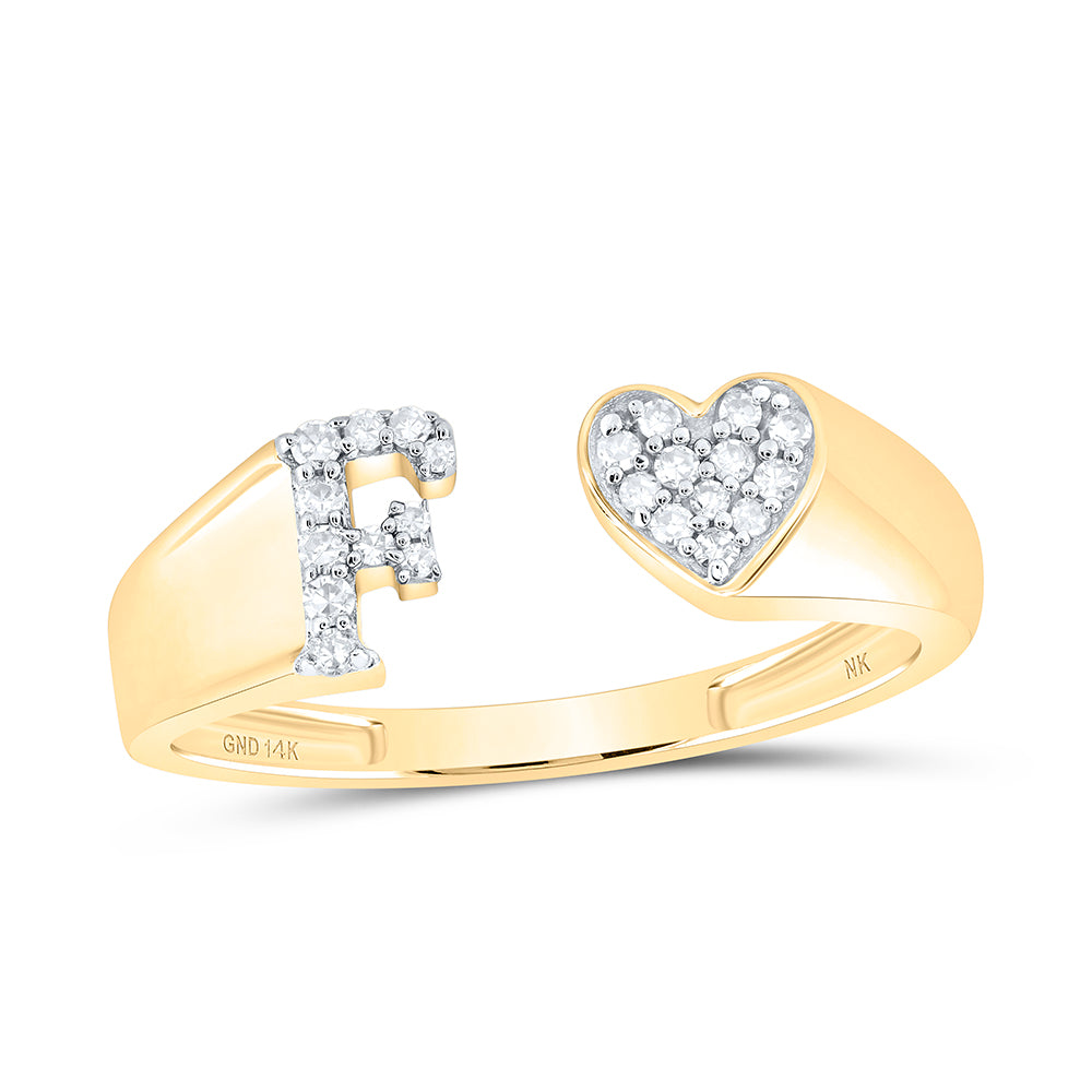 1/10Ctw-Nat Dia Nk Gift Initial "F" Ladies Heart Ring (1.84 grams)