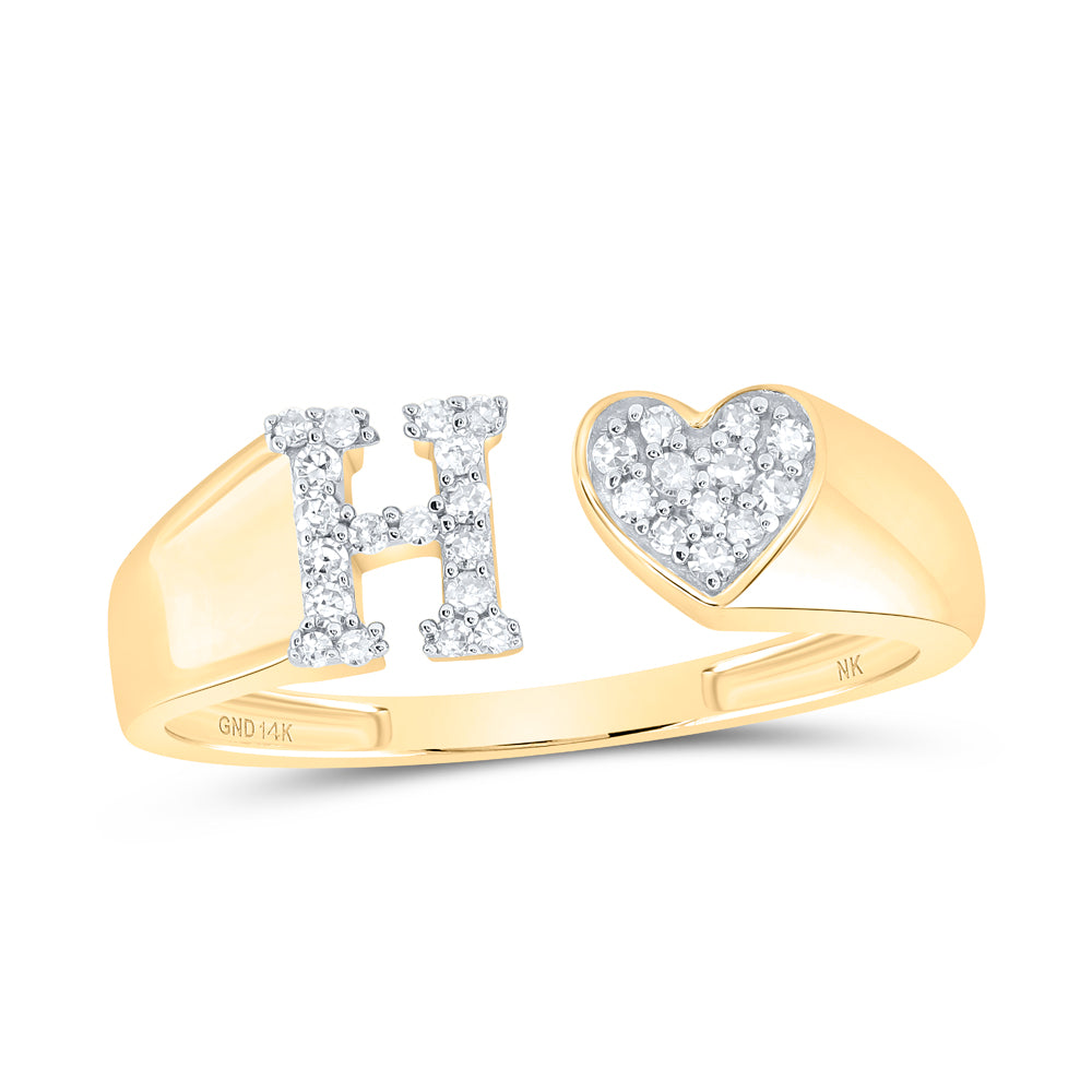 1/8Ctw-Nat Dia Nk Gift Initial "H" Ladies Heart Ring (1.61 grams)