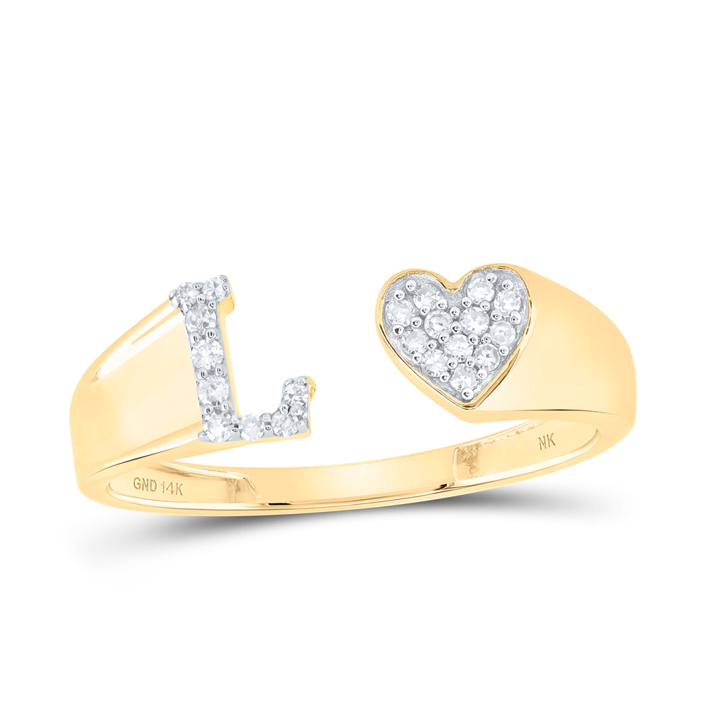 1/10Ctw-Nat Dia Nk Gift Initial "L" Ladies Heart Ring (1.51 grams)