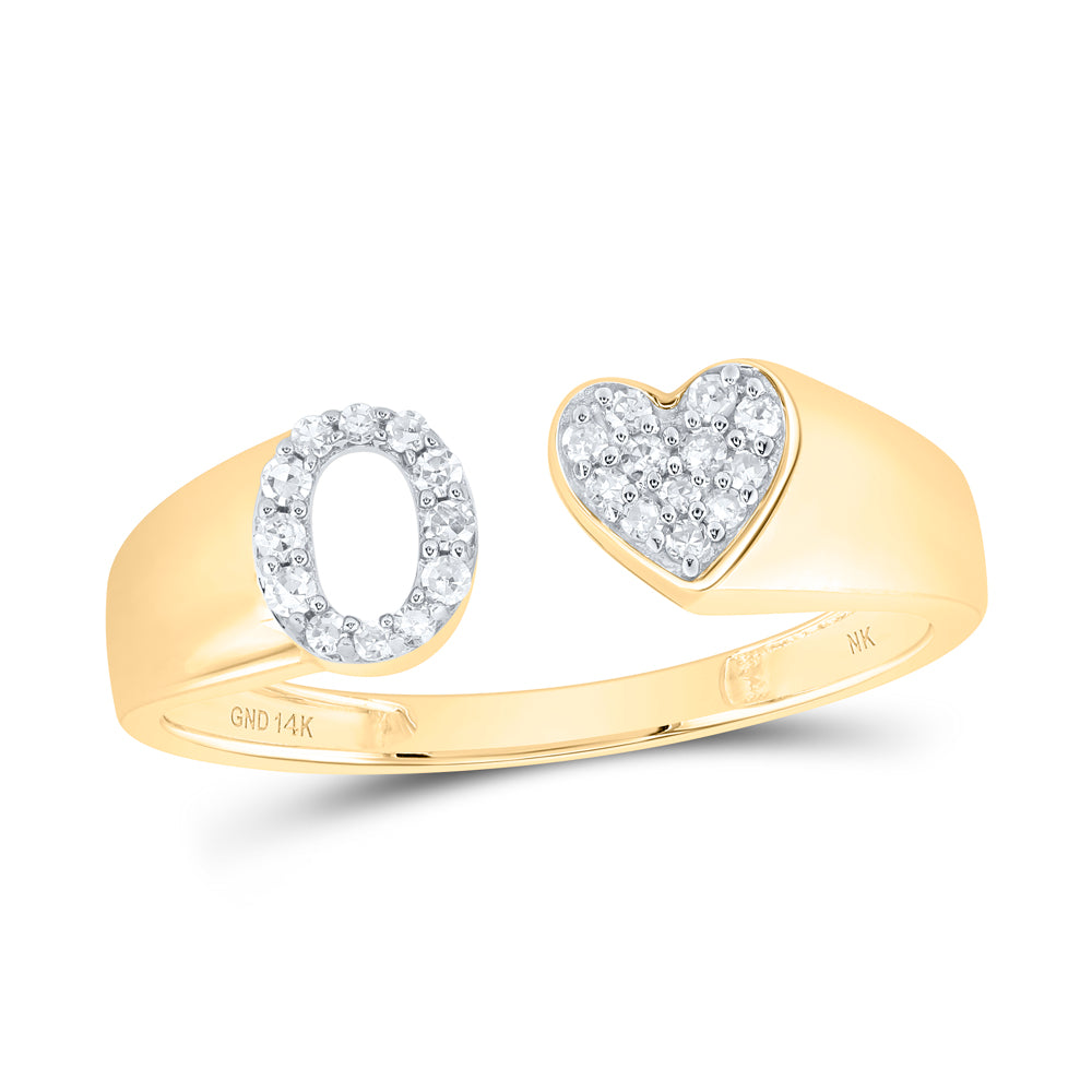1/8Ctw-Nat Dia Nk Gift Initial "O" Ladies Heart Ring (1.64 grams)