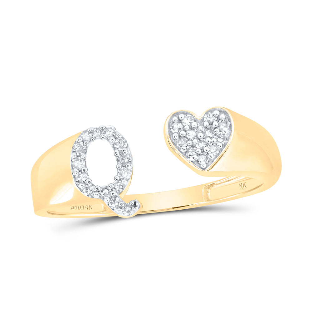 1/8Ctw-Nat Dia Nk Gift Initial "Q" Ladies Heart Ring (1.49 grams)