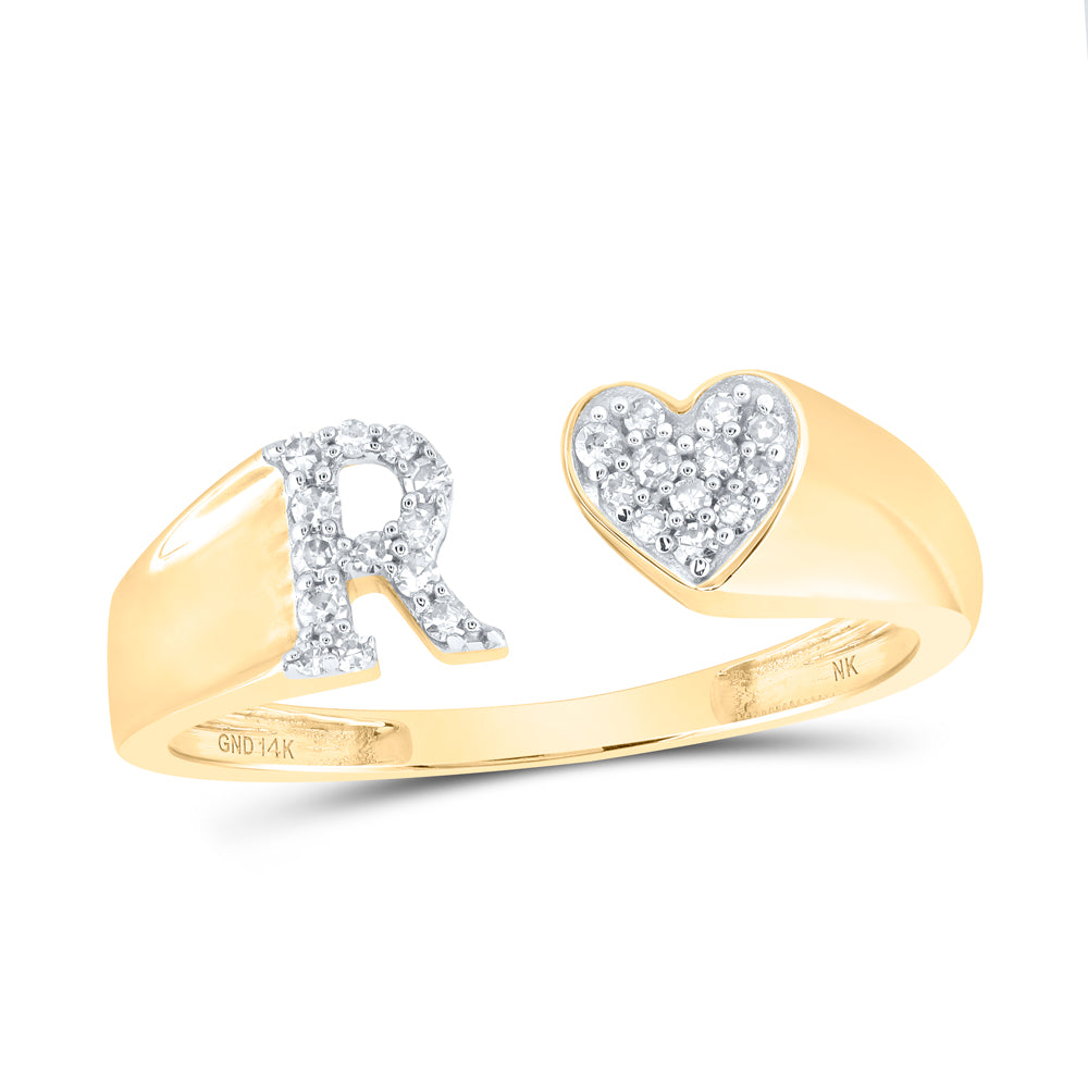 1/8Ctw-Nat Dia Nk Gift Initial "R" Ladies Heart Ring (1.7 grams)