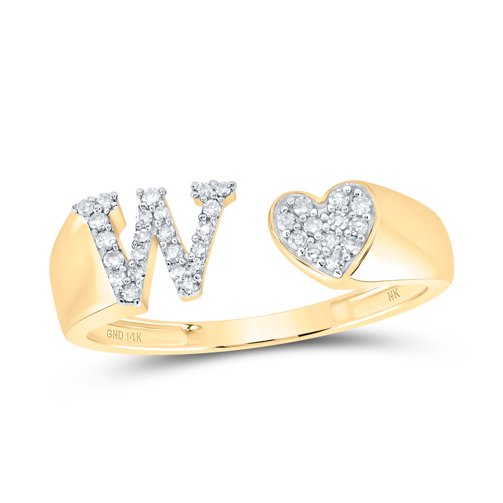 1/6Ctw-Nat Dia Nk Gift Initial "W" Ladies Heart Ring (1.92 grams)