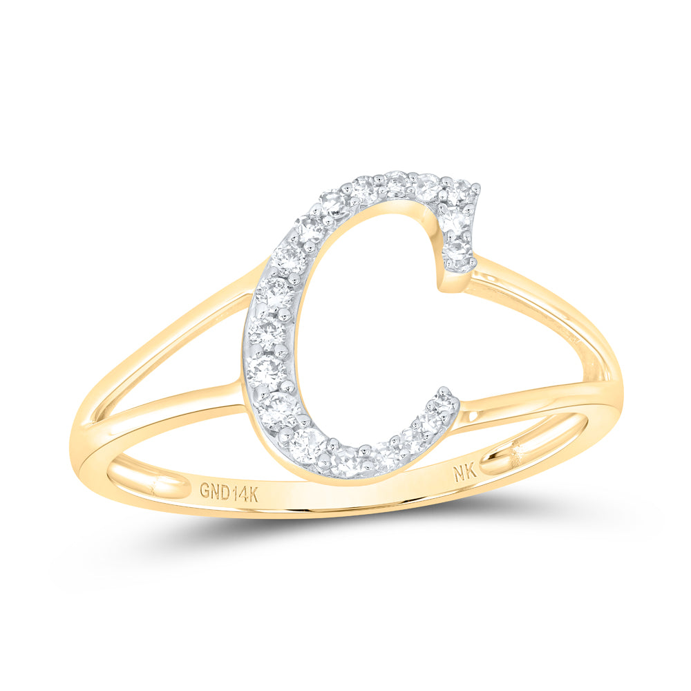 1/8Ctw-Nat Dia Nk Gift Initial "C" Ladies Ring (1.39 grams)