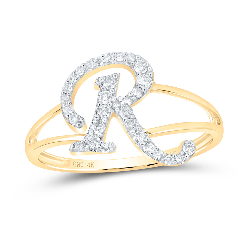 1/5Ctw-Nat Dia Nk Gift Initial "R" Ladies Ring (1.53 grams)