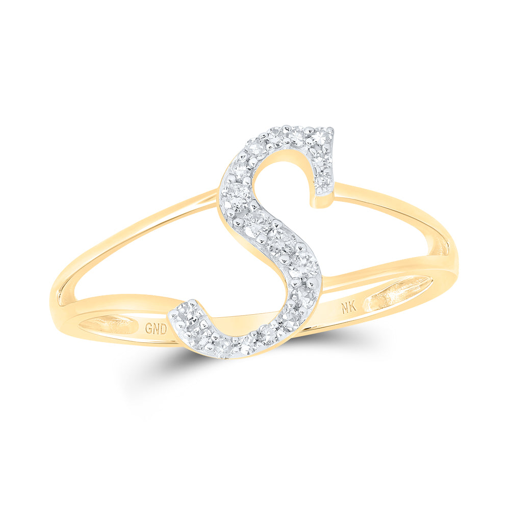 1/8Ctw-Nat Dia Nk Gift Initial "S" Ladies Ring (1.29 grams)