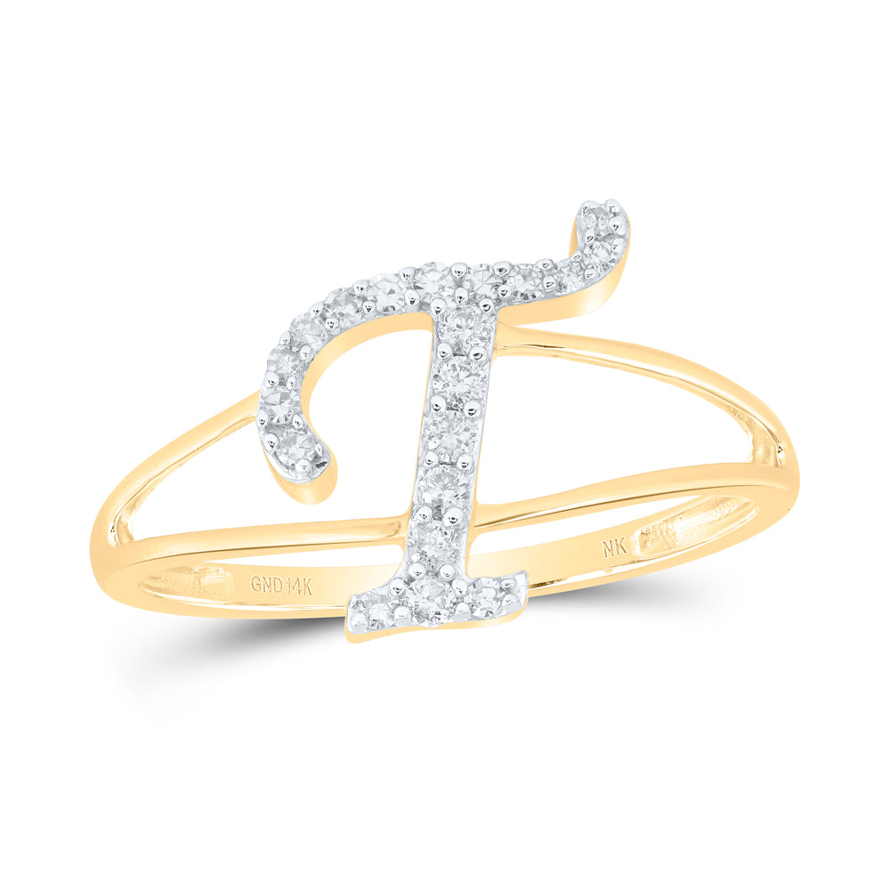 1/6Ctw-Nat Dia Nk Gift Initial "T" Ladies Ring (1.45 grams)
