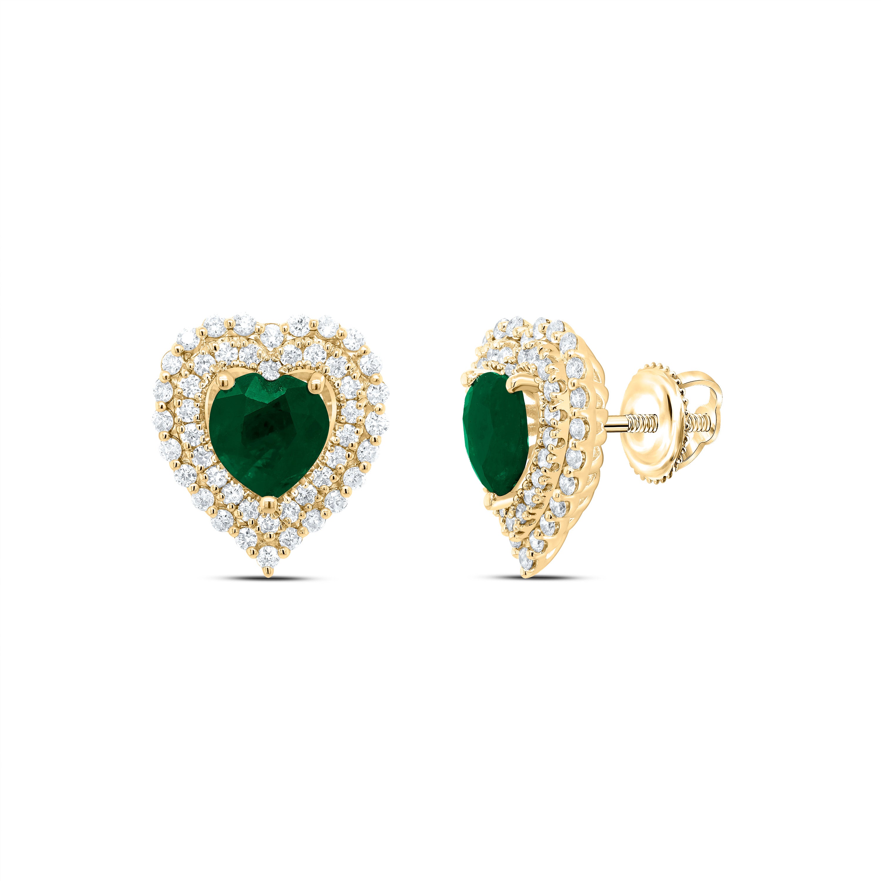 14Kt Gold 5/8Ctw-Diamond Ana M 6X6Mm Heart-Em Nat Gem Earring