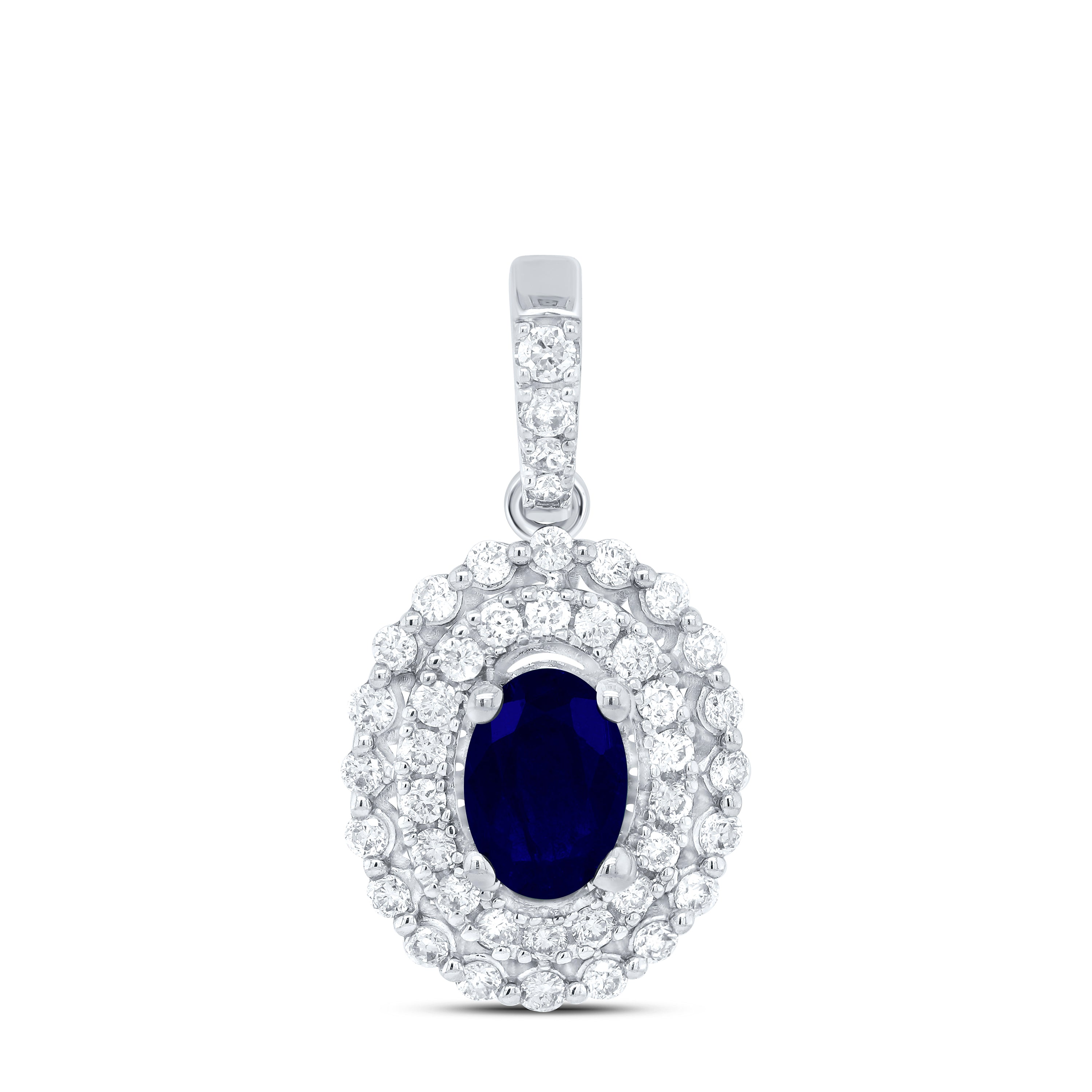 14Kt Gold 1/4Ctw-Dia Ana M 6X4Mm Ov-Bs Nat Gem Pendant