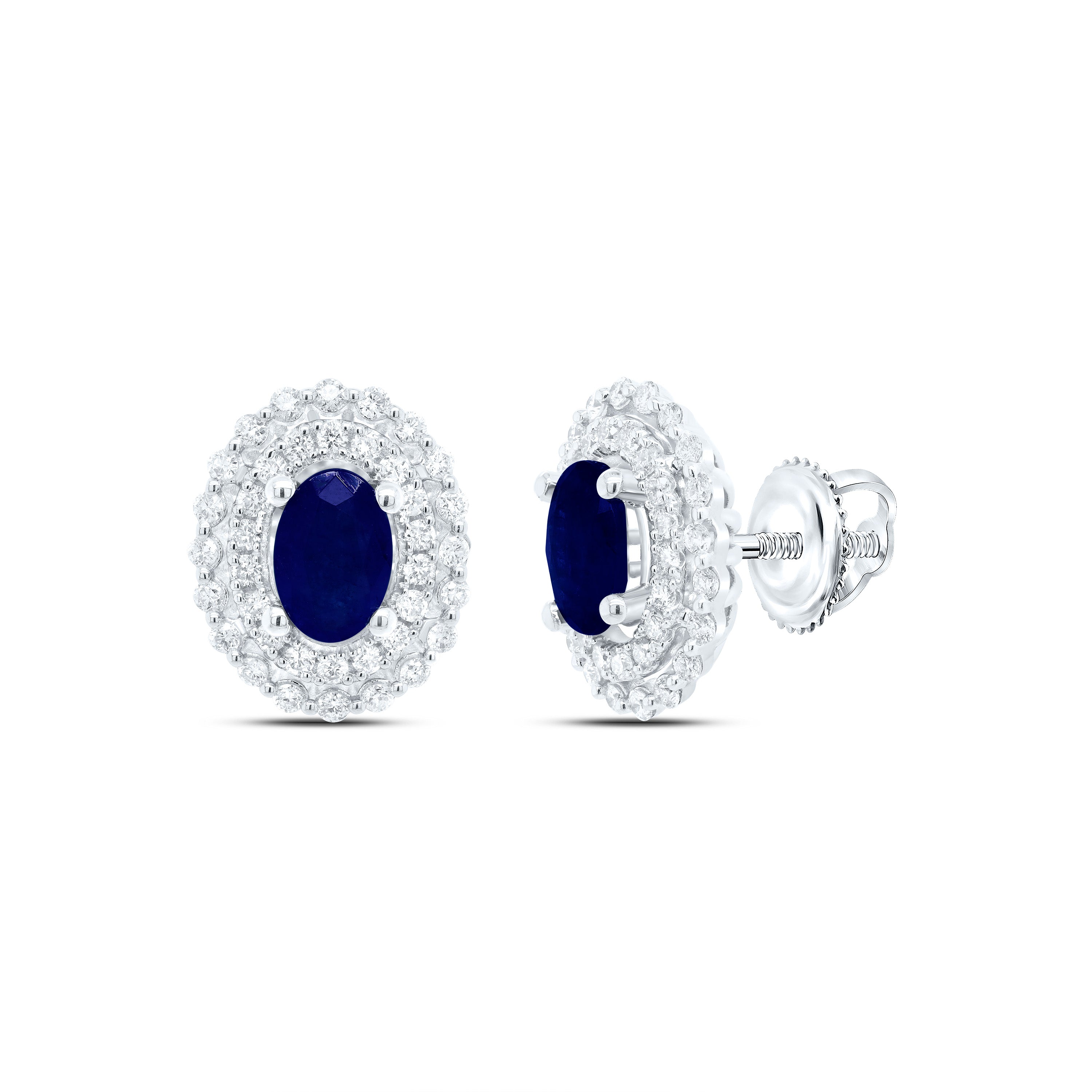 14Kt Gold 1/2Ctw-Diamond Ana M 6X4Mm Ov-Bs Nat Gem Earring
