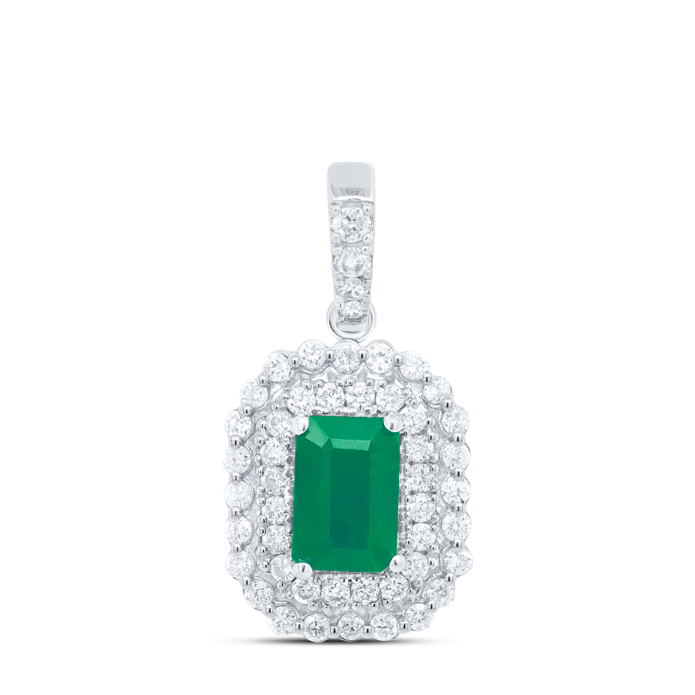 14Kt Gold 1/3Ctw-Diamond Ana M 6X4Mm Em-Em Nat Gem Pendant