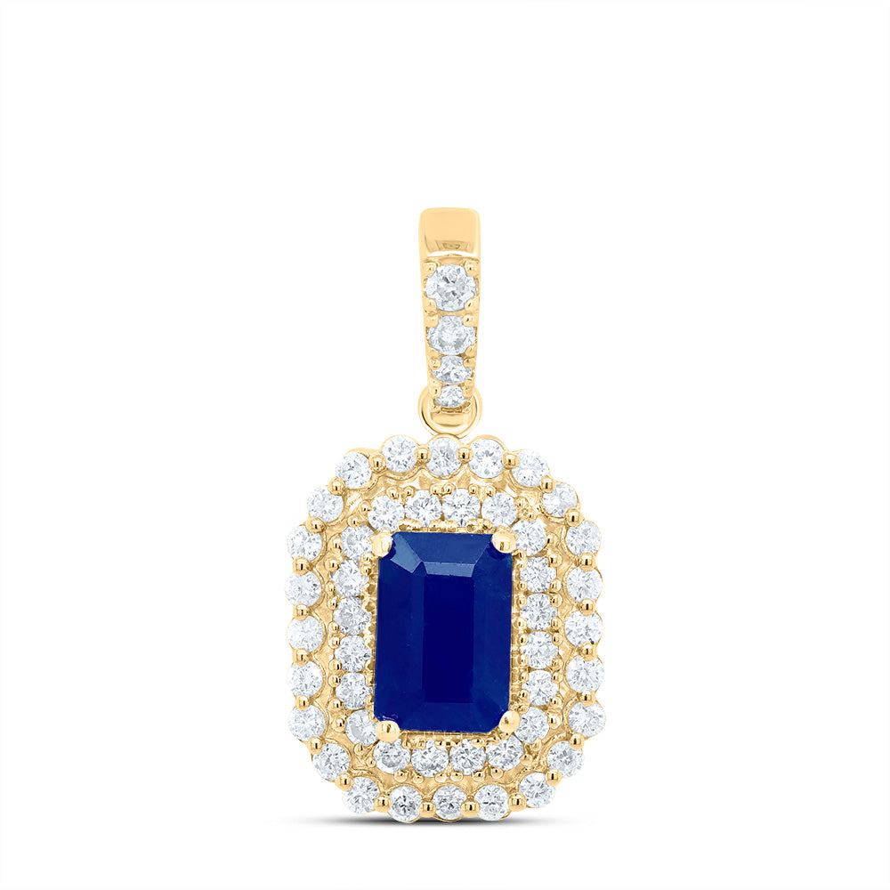 14Kt Gold 1/3Ctw-Diamond Ana M 6X4Mm Em-Bs Nat Gem Pendant