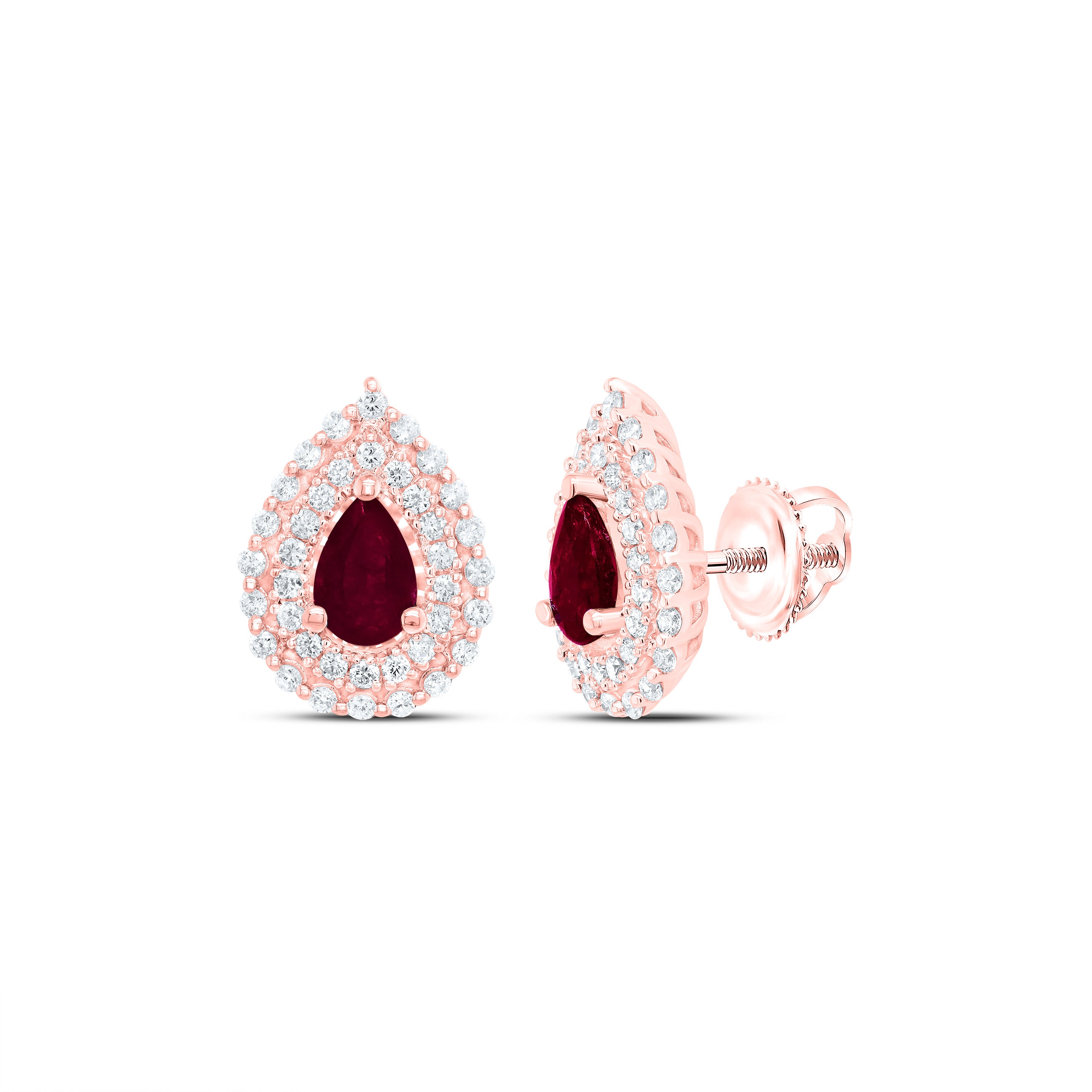 14Kt Gold 1/2Ctw-Diamond Ana M 6X4Mm Pear-Ru Nat Gem Earring