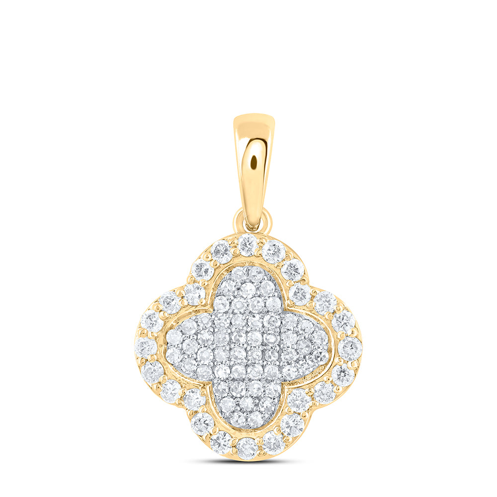 10Kt Gold 1/4Ctw-Dia Nk Gift Clover Pendant