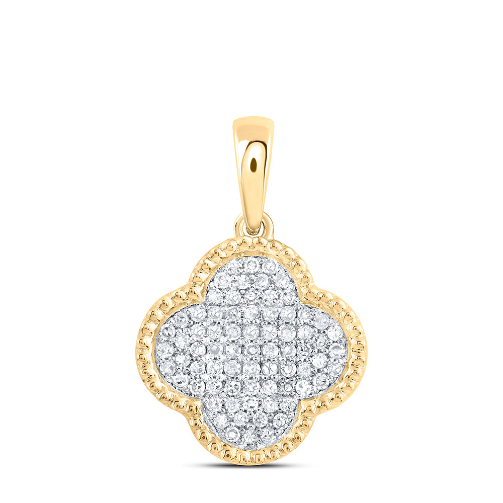 10Kt Gold 1/6Ctw-Dia Nk Gift Clover Pendant