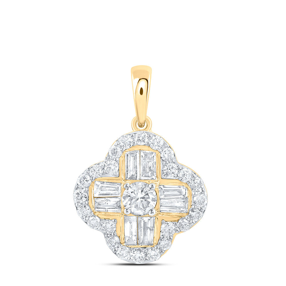 10Kt Gold 1/2Ctw-Dia Nk Gift Clover Pendant