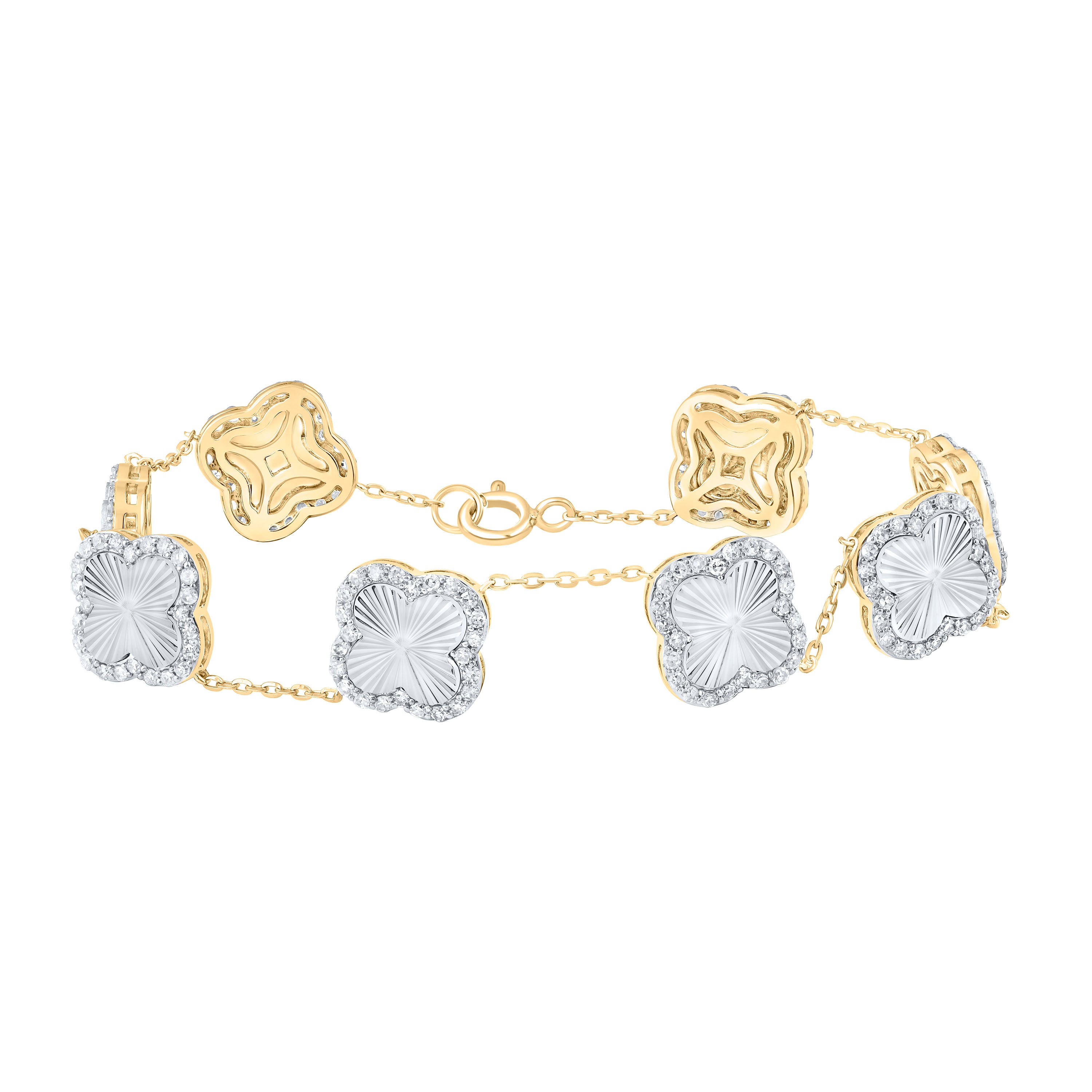 10Kt Gold 1Ctw-Dia Nk Fashion Clover Bracelet (7 Inch)