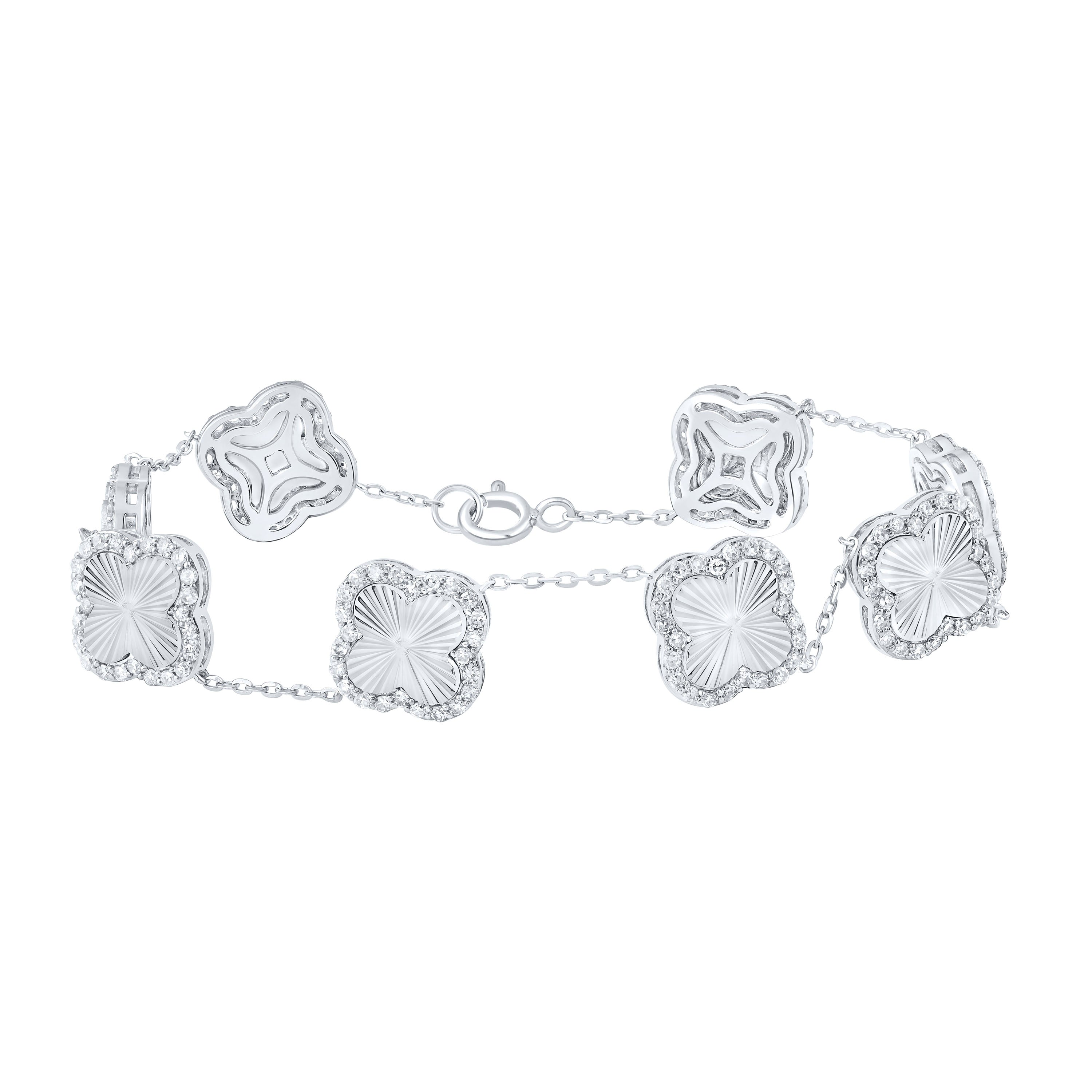10Kt Gold 1Ctw-Diamond Fashion Clover Bracelet (7 Inch)