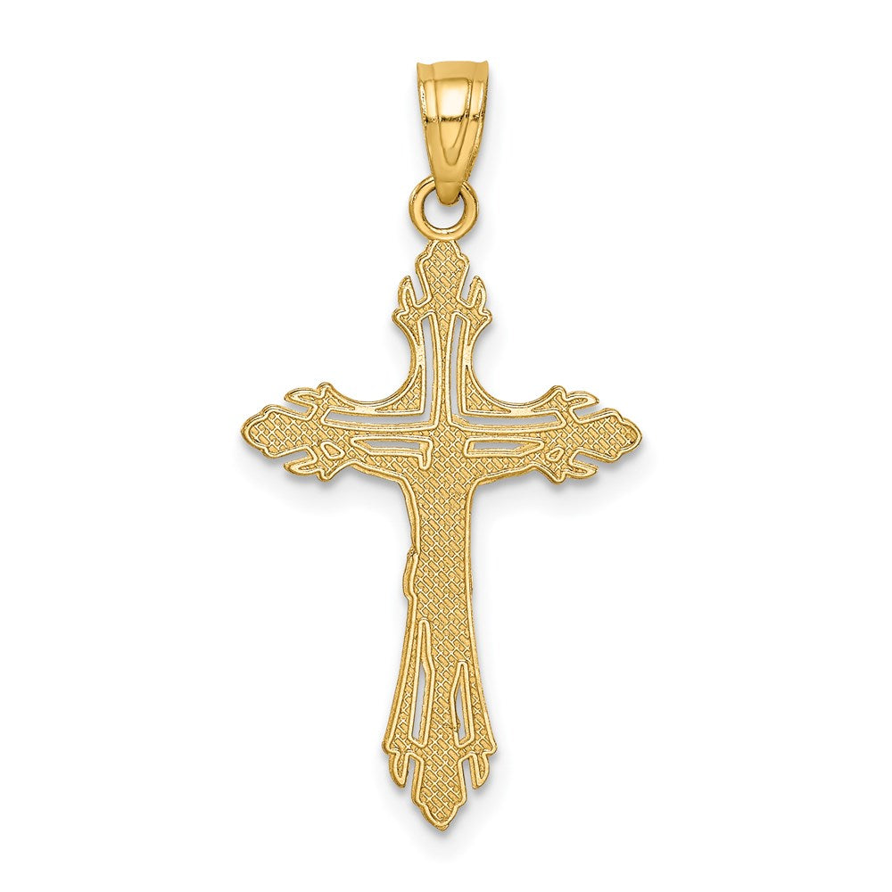 14k Yellow Gold 16 mm Diamond-cut Jesus Crucifix Pendant (0.9 grams)