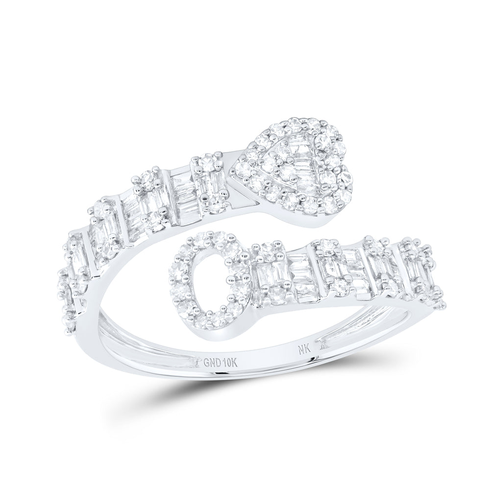 5/8Ctw-Nat Dia Nk Fashion Initial "O" Ladies Heart Cuff Ring (1.98 grams)