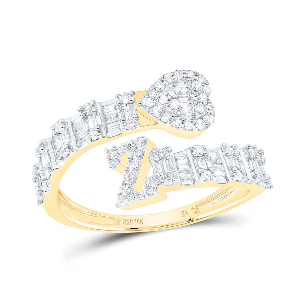 5/8Ctw-Nat Dia Nk Fashion Initial "Z" Ladies Heart Cuff Ring (2.02 grams)