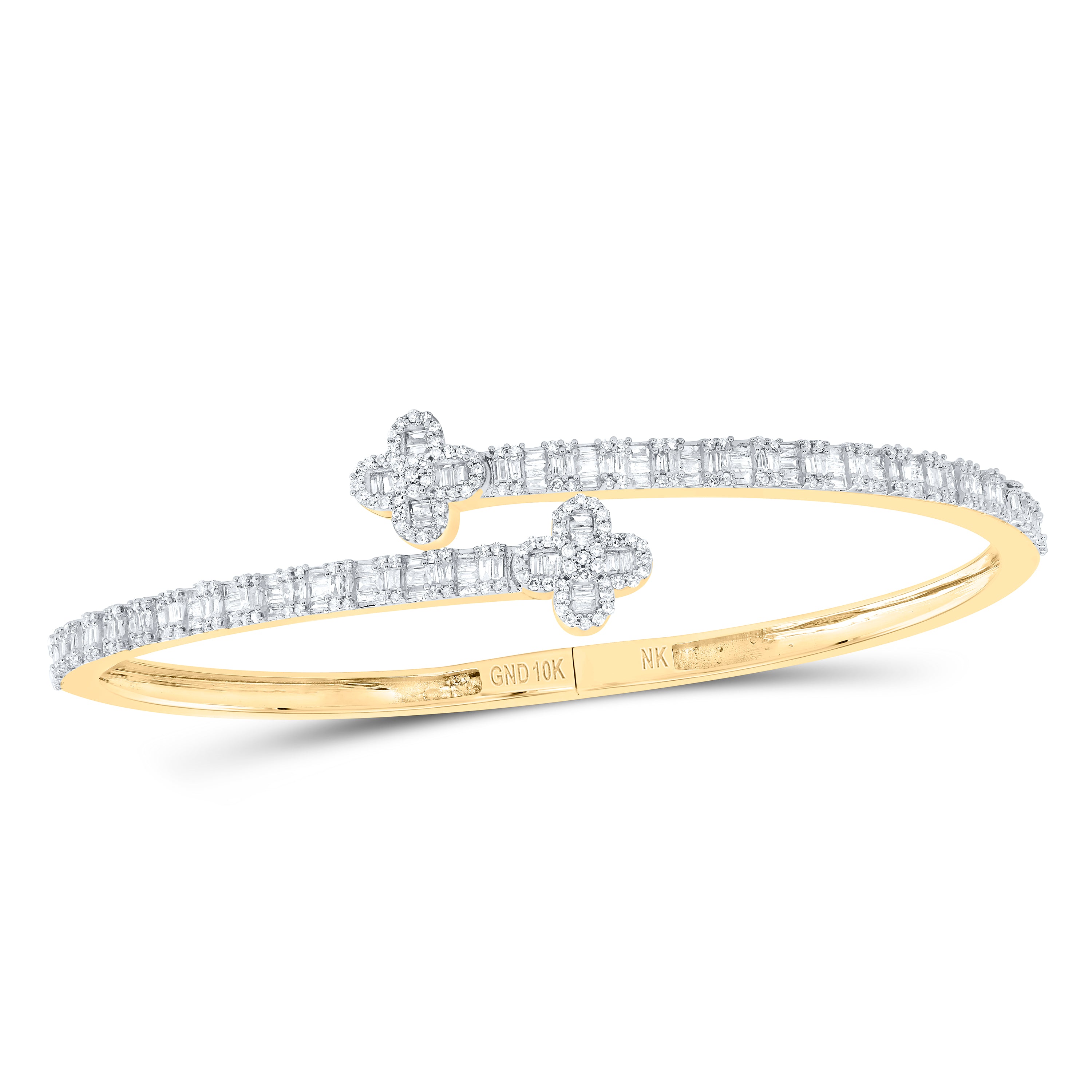 10Kt Gold 1 5/8Ctw-Dia Nk Clover Ladies Bangle