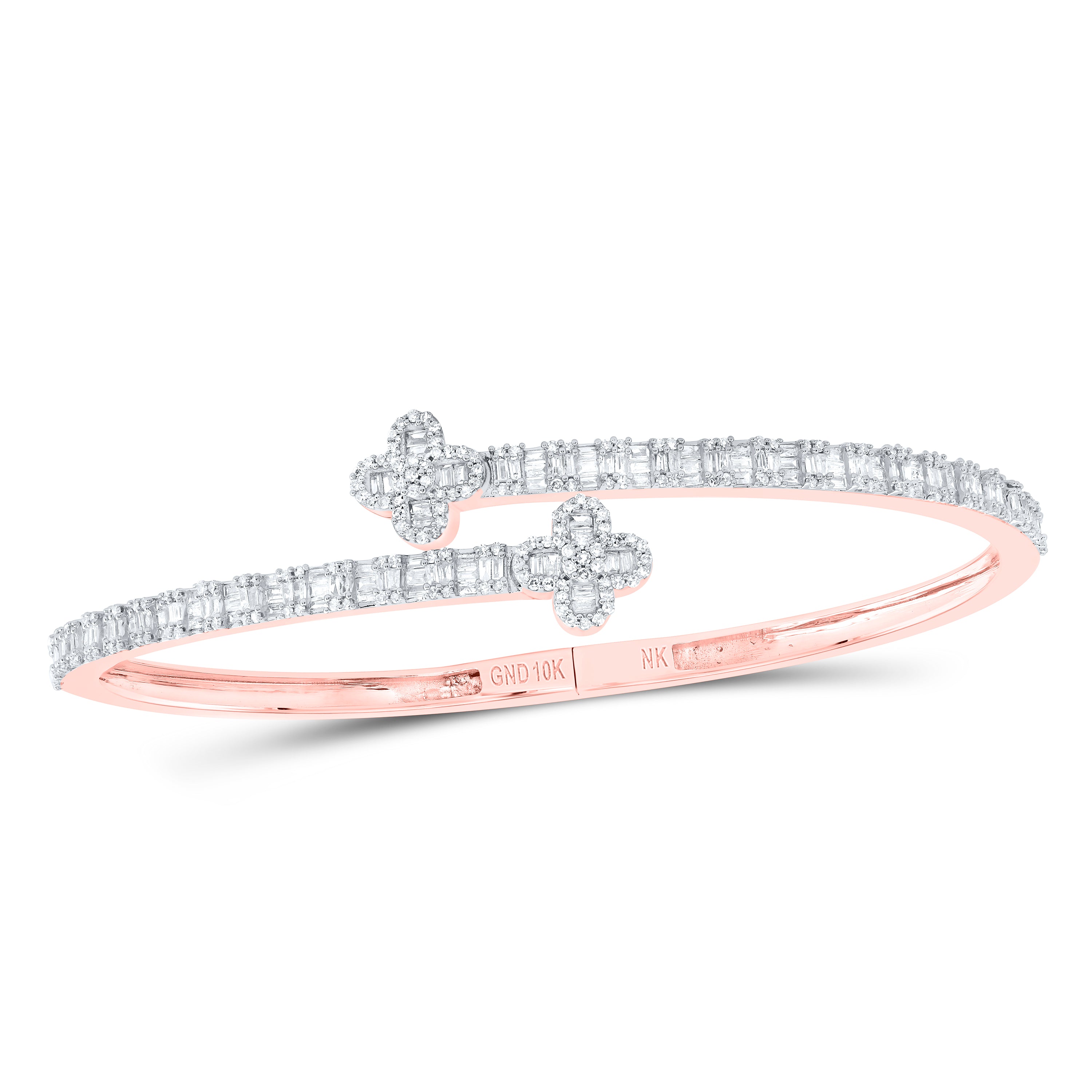 10Kt Gold 1 5/8Ctw-Dia Nk Clover Ladies Bangle