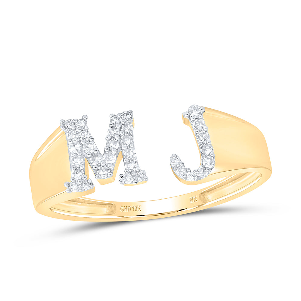 1/8Ctw-Nat Dia Nk Gift Initial "Mj" Ladies Ring (1.76 grams)