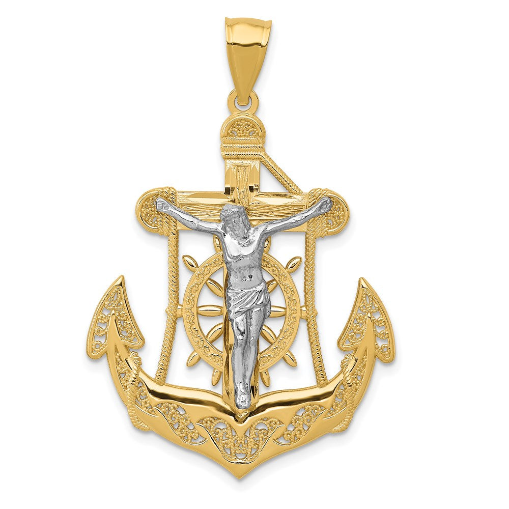 14k Two-tone 29 mm Mariner's Cross Pendant (4.47 grams)
