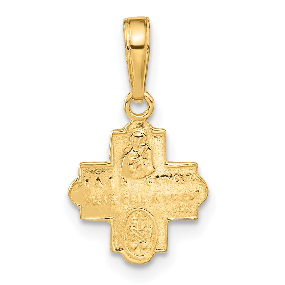 14k Yellow Gold 11.5 mm Miniature Four Way Medal Pendant (0.88 grams)