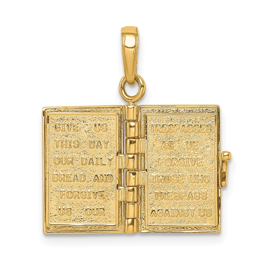 14k Yellow Gold 13 mm 3D Lord's Prayer Bible Pendant (3.81 grams)