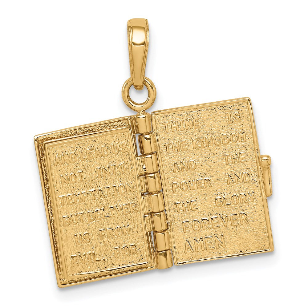 14k Yellow Gold 13 mm 3D Lord's Prayer Bible Pendant (3.81 grams)