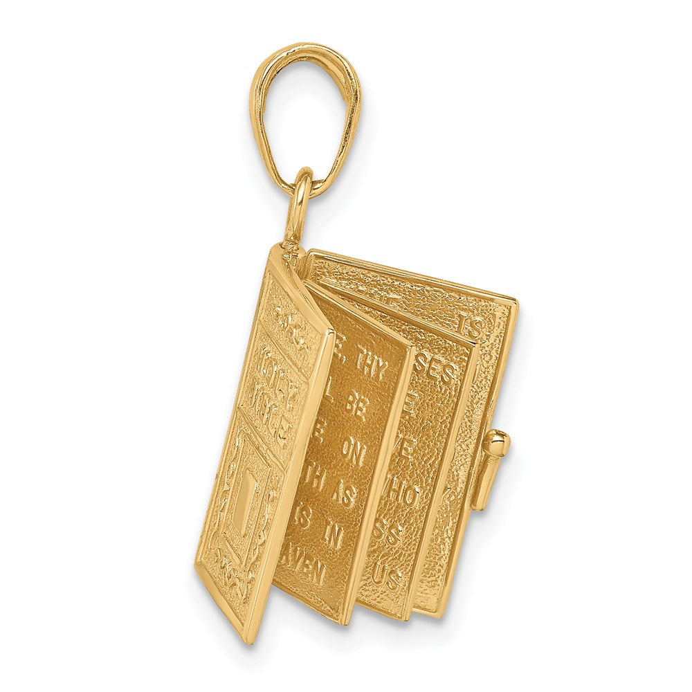 14k Yellow Gold 13 mm 3D Lord's Prayer Bible Pendant (3.81 grams)