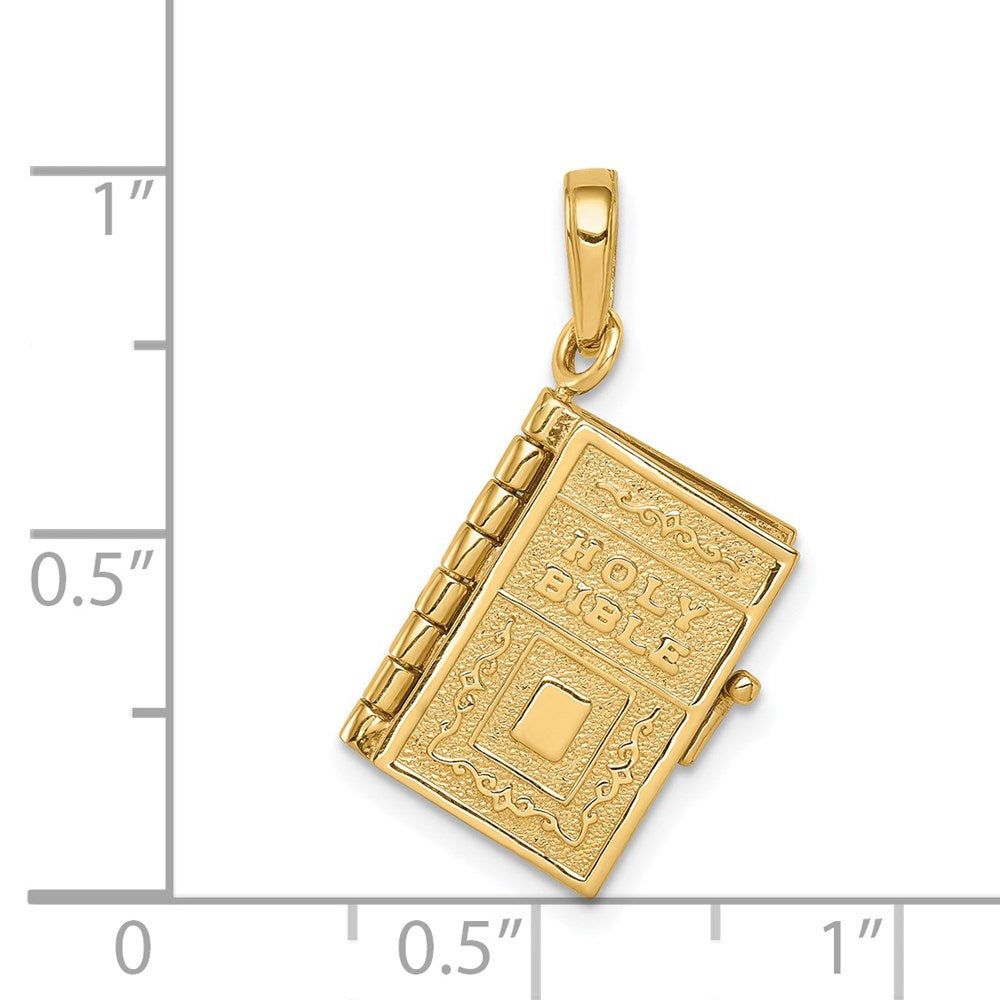 14k Yellow Gold 13 mm 3D Lord's Prayer Bible Pendant (3.81 grams)