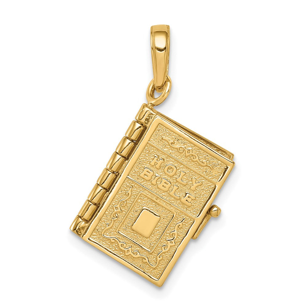 14k Yellow Gold 13 mm 3D Lord's Prayer Bible Pendant (3.81 grams)