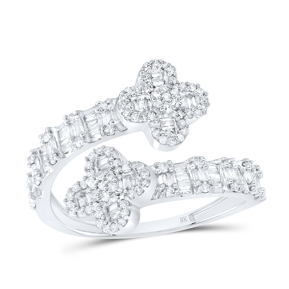 3/4Ctw-Nat Dia Nk Fashion Clover Ladies Ring (2.88 grams)