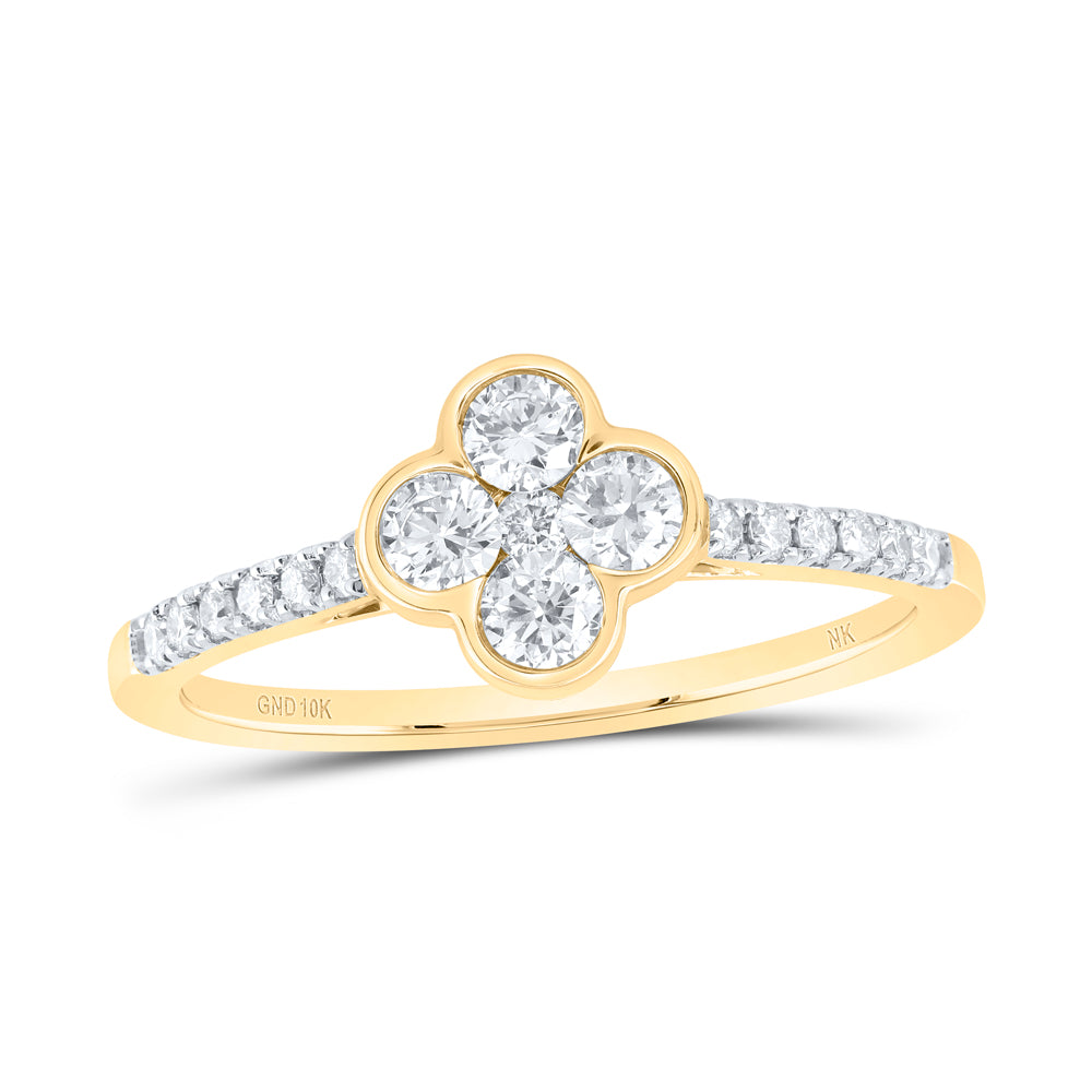 1/2Ctw-Nat Dia Nk Fashion Clover Ladies Ring (1.81 grams)