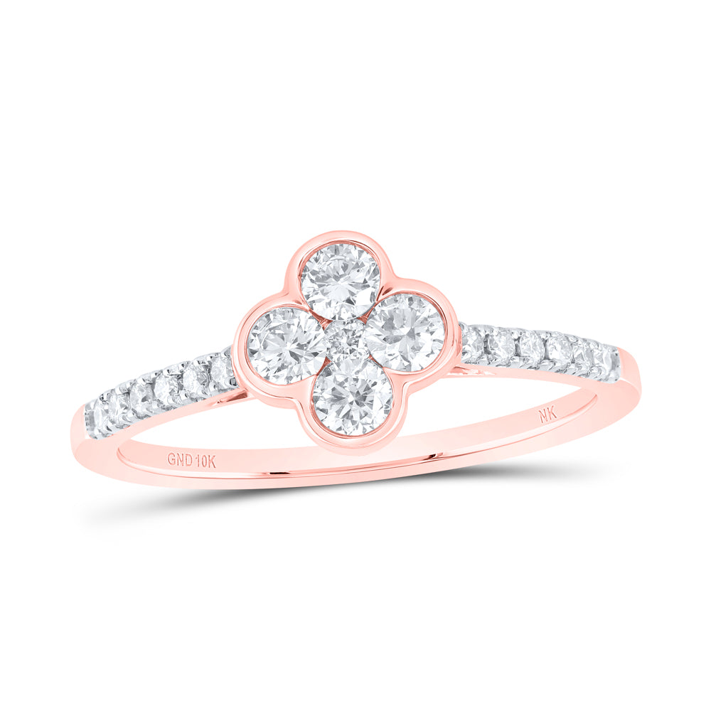 1/2Ctw-Nat Dia Nk Fashion Clover Ladies Ring (1.86 grams)