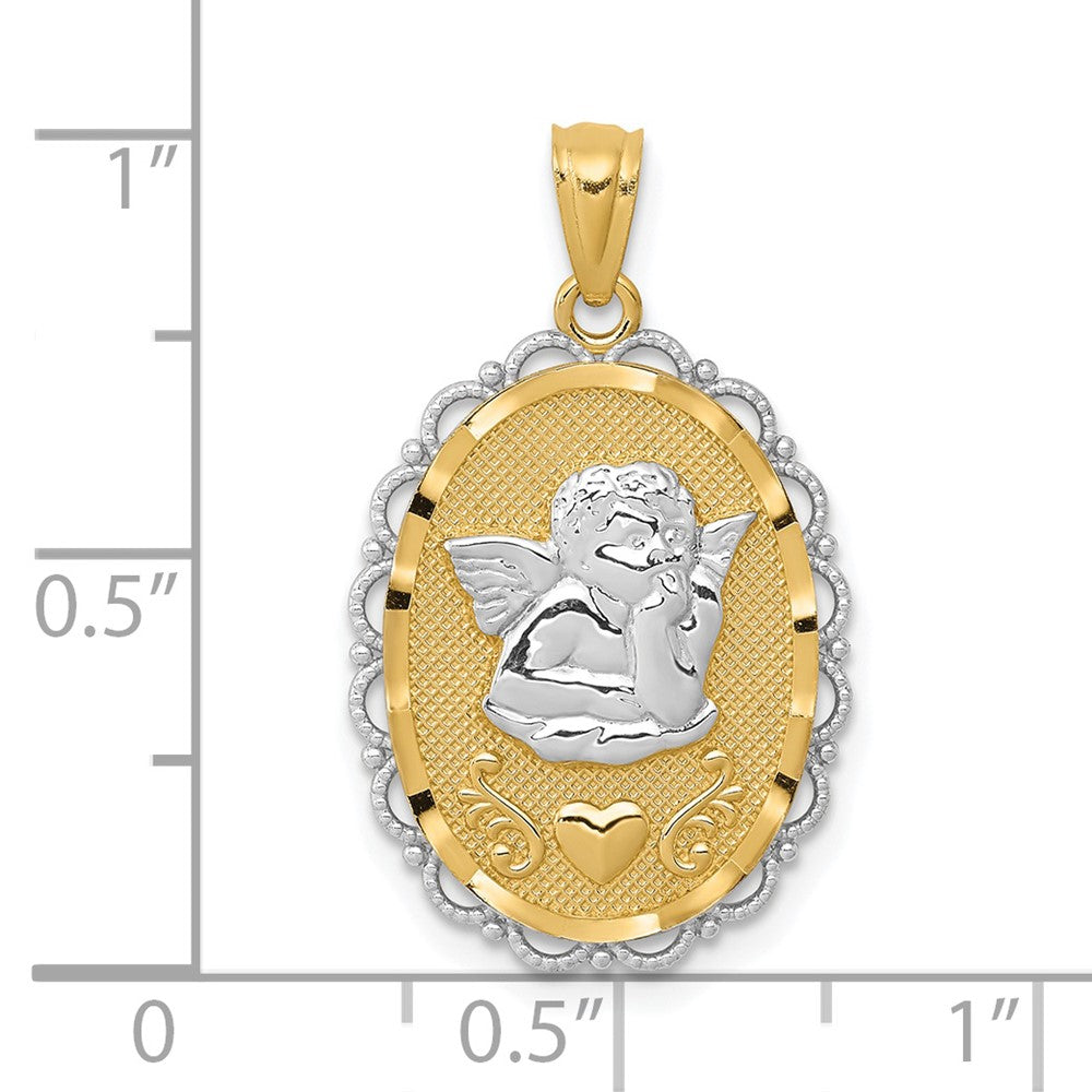 14k Yellow & Rhodium 16 mm Angel Pendant (1.4 grams)