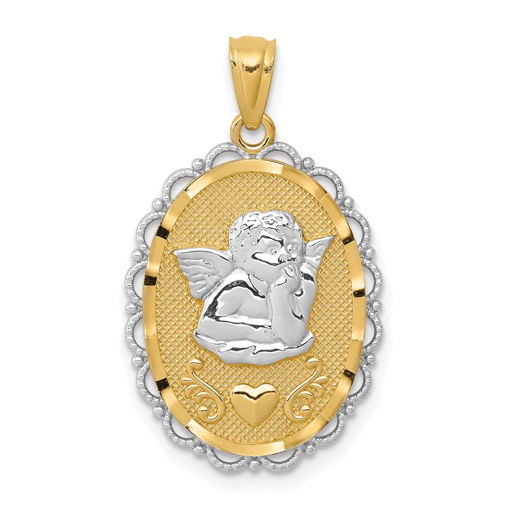 14k Yellow & Rhodium 16 mm Angel Pendant (1.4 grams)