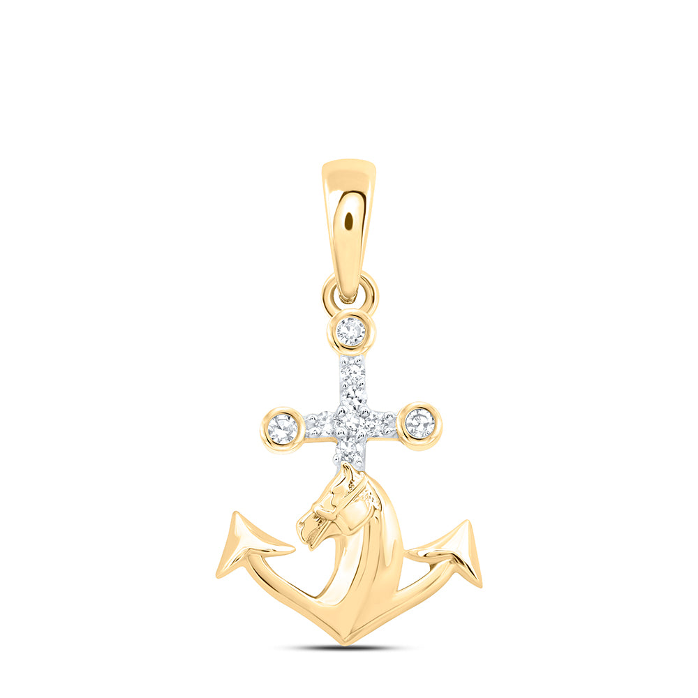 1/20Ctw Nat Dia Nk Gift Anchor Cross Horse Pendant (0.825 grams)