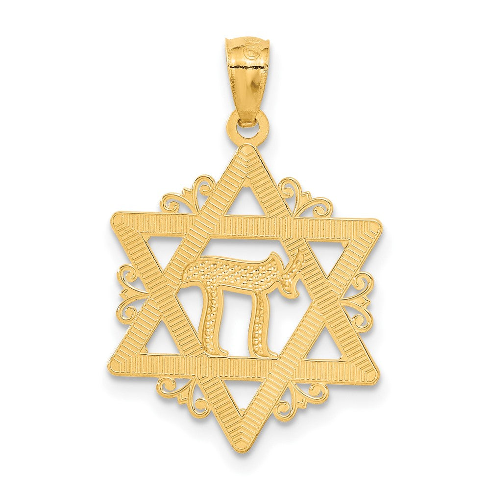 14k Yellow & Rhodium 18 mm Star of David Pendant (1.33 grams)