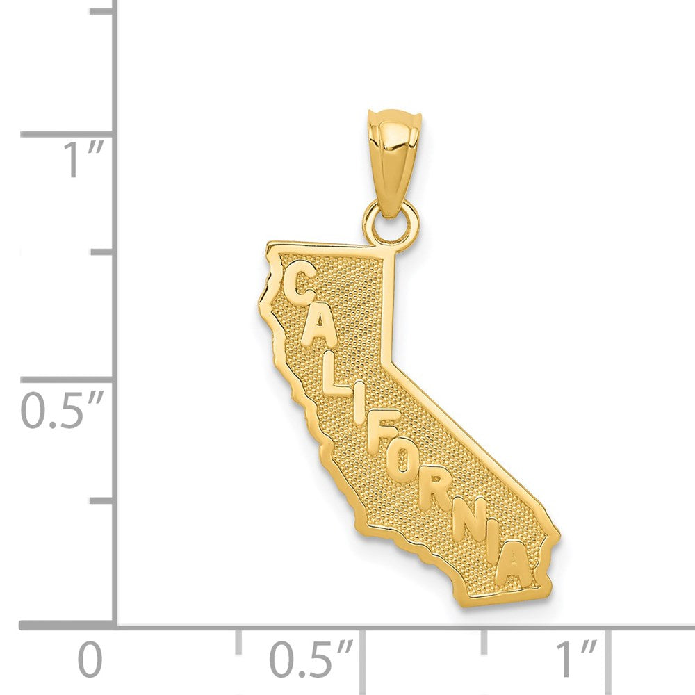 14k Yellow Gold 16 mm CALIFORNIA State Map Pendant (1.05 grams)
