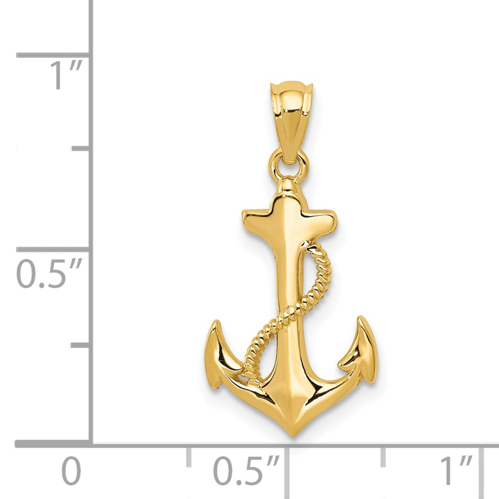 14k Yellow Gold 12 mm Polished Anchor Pendant (0.65 grams)