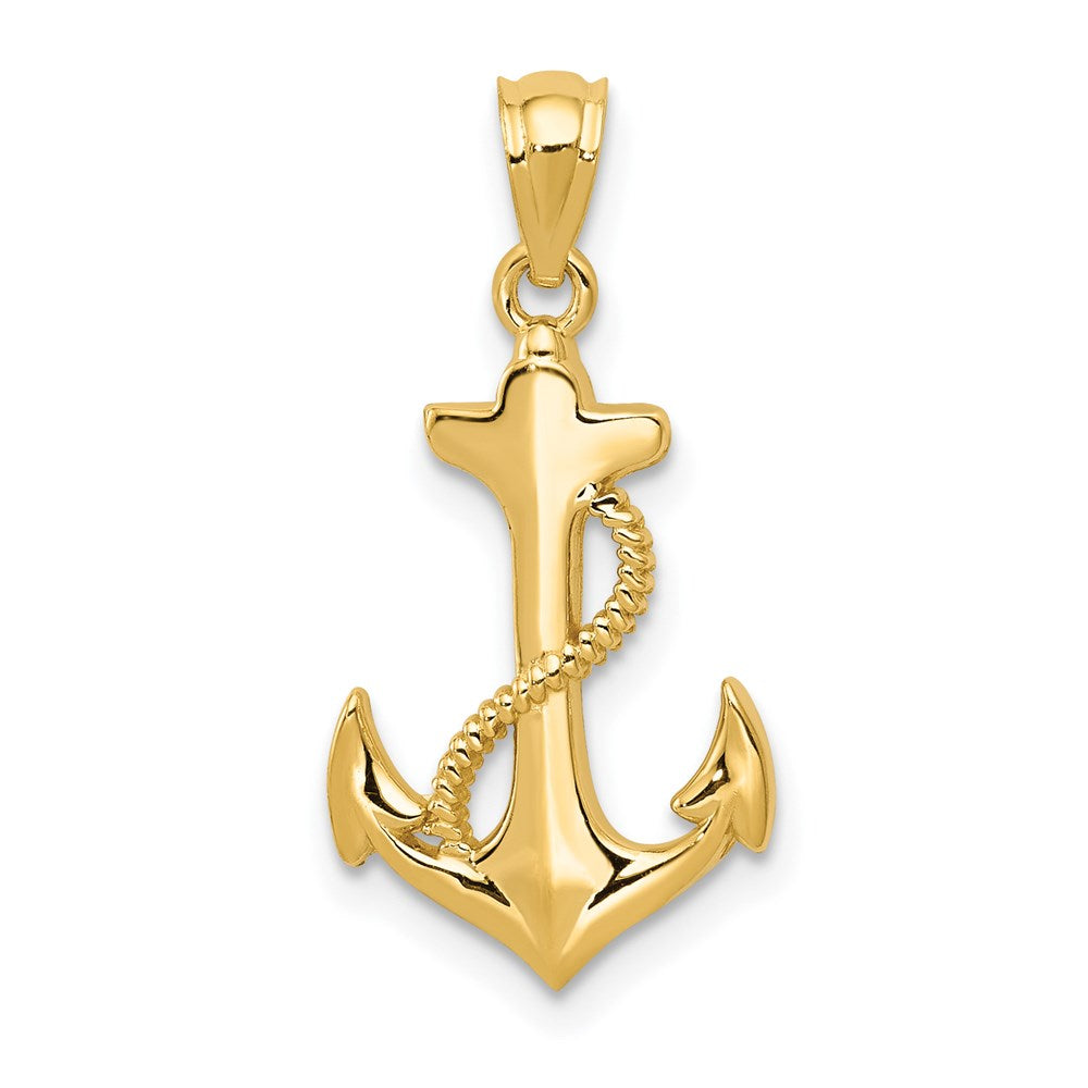 14k Yellow Gold 12 mm Polished Anchor Pendant (0.65 grams)
