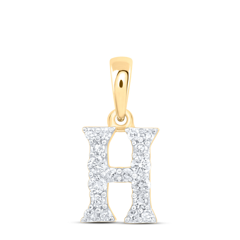 10Kt Gold 1/6Ctw-Dia Nk Gift Initial H" Pendant"