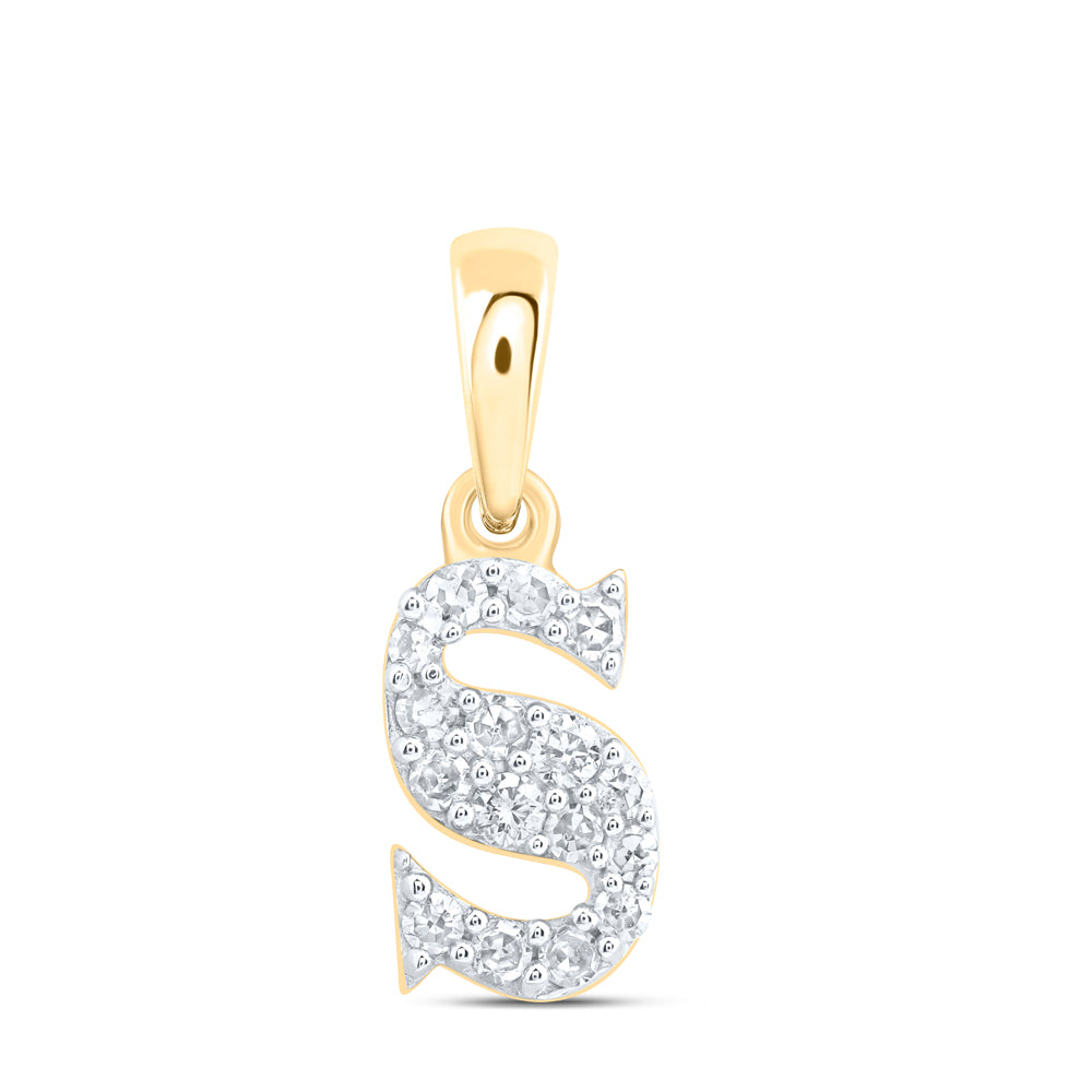 10Kt Gold 1/10Ctw-Diamond Gift Initial S" Pendant"